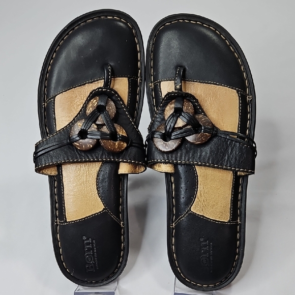 Born Shoes - Born Womens Black Leather Sandals Size 10
